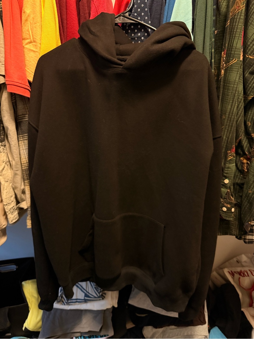 Essentials Black Hoodie with Bold White Logo - Picture 2 of 2